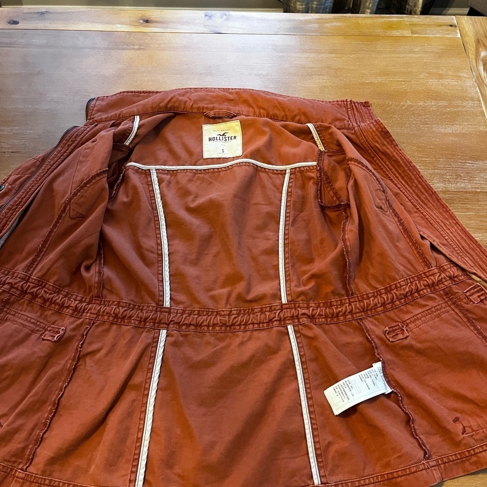 Hollister Burnt Orange Utility Jacket - Small - Rust Military Cargo Coat - Picture 7 of 13